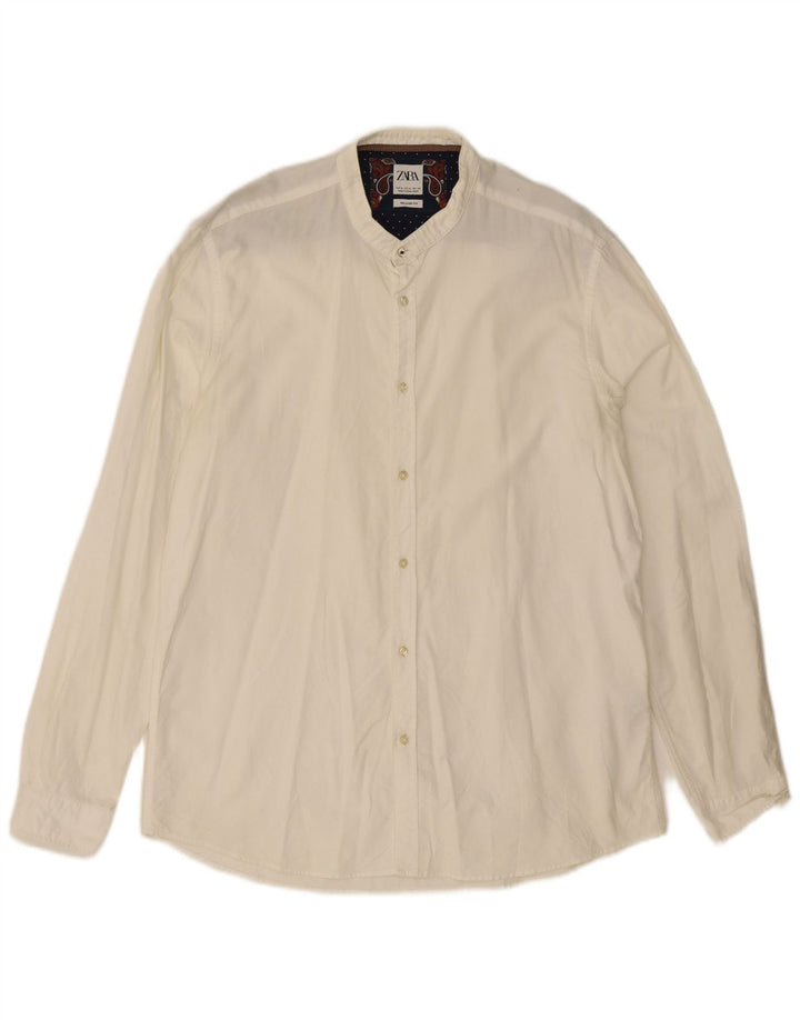 Camisa masculina ZARA com ajuste relaxado médio algodão branco
