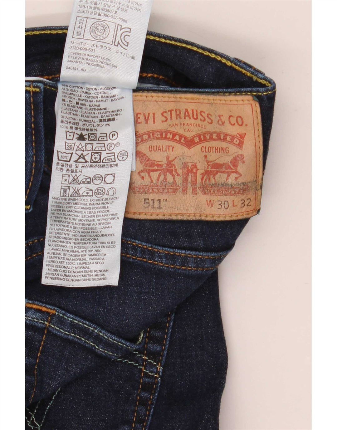 Levi's Masculino 511 Slim Jeans W30 L32 Azul Marinho Algodão