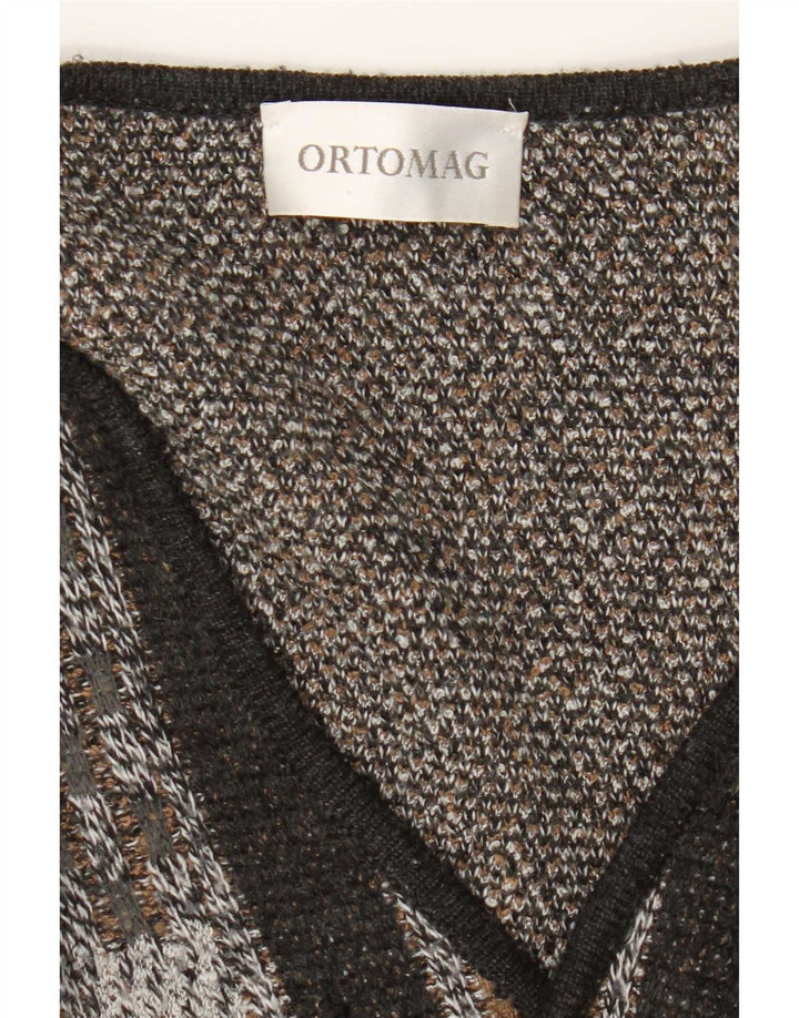 Suéter Cardigan Masculino Vintage XL Preto Geométrico