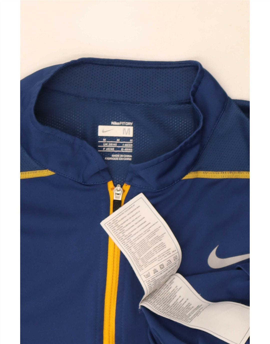 Camiseta masculina Nike com zíper e gola alta UK 38/40 azul médio colorblock poliéster
