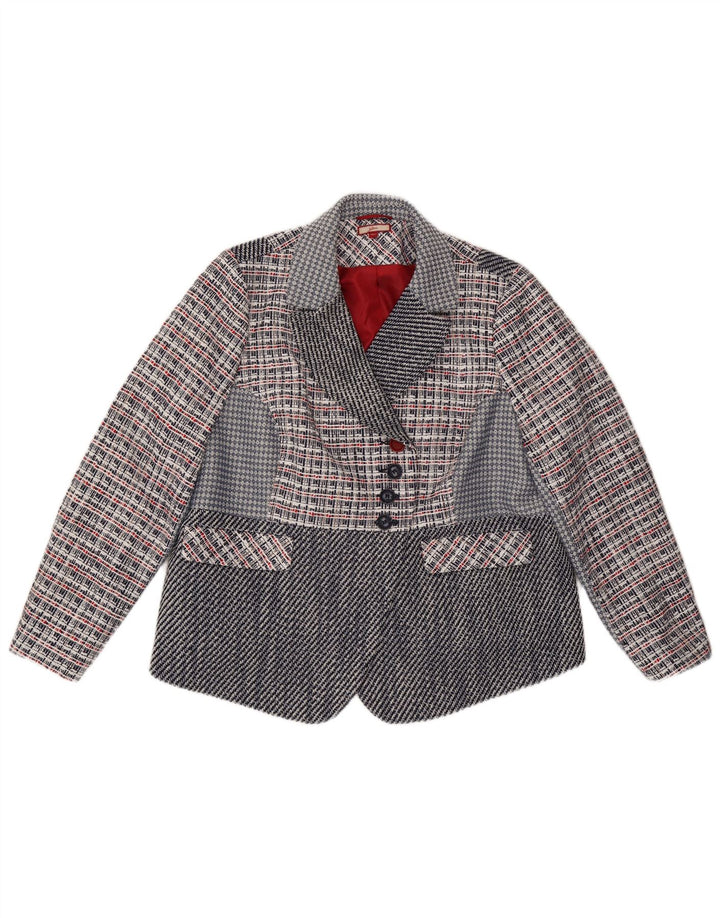 Jaqueta blazer feminina JOE BROWNS com 4 botões Reino Unido 22 3XL azul marinho xadrez