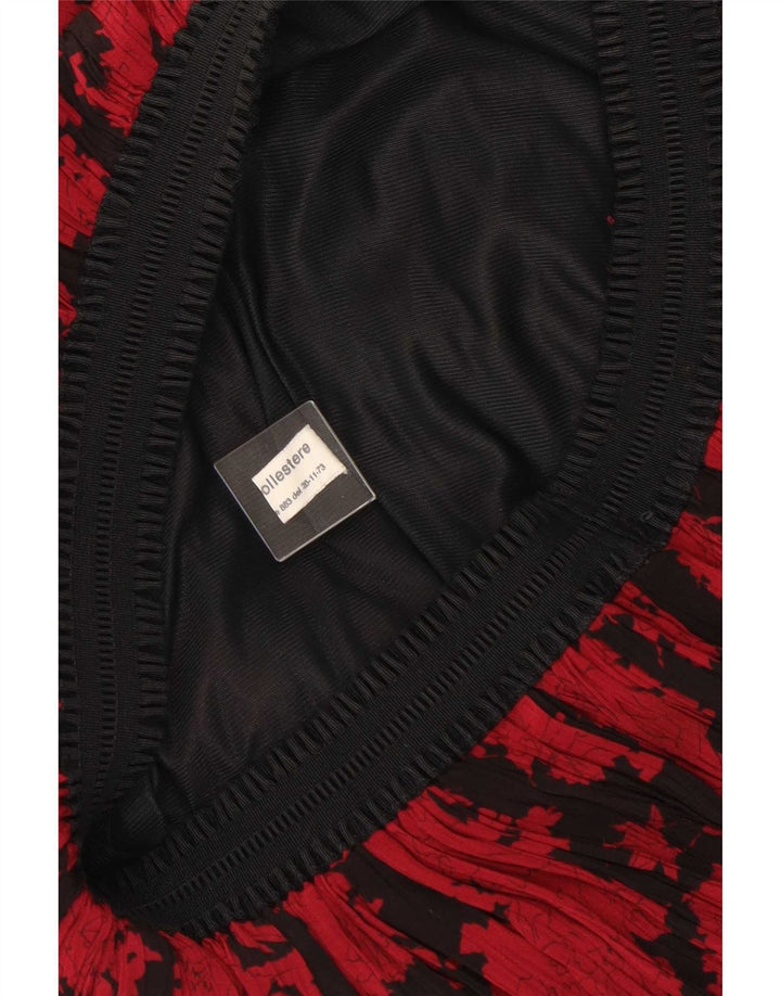 Saia feminina vintage linha A W30 poliéster floral vermelho médio