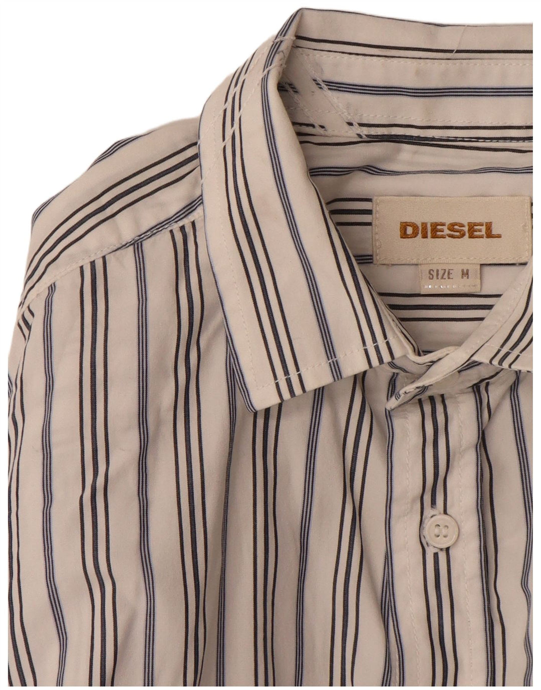 Camisa masculina diesel listrada branca média de algodão