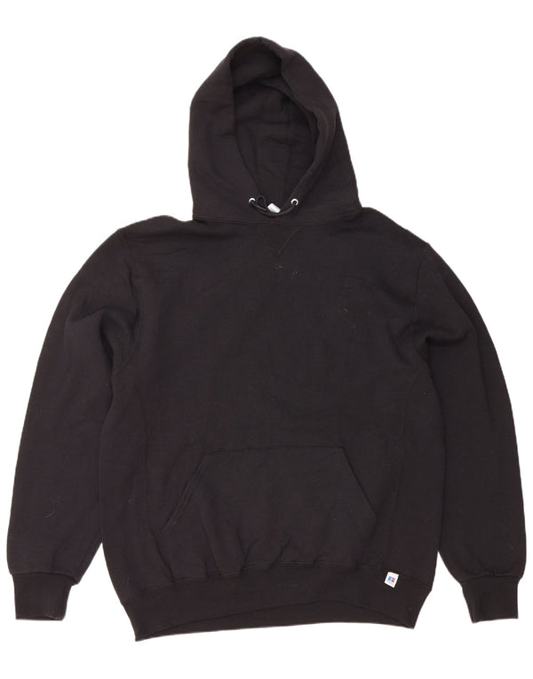 Russell Athletic Mens moletom com capuz grande algodão preto