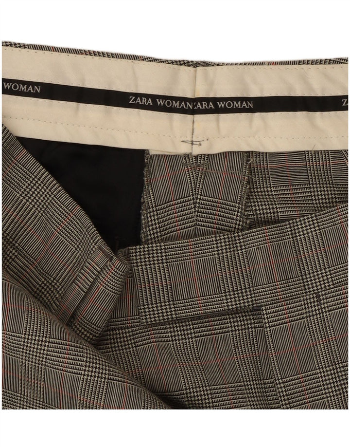 Zara Calça feminina reta W32 L31 cinza Houndstooth clássico