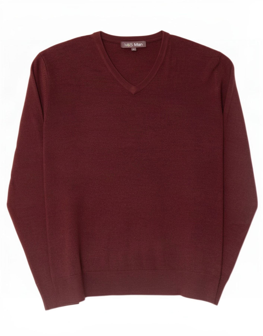Suéter masculino Marks & Spencer com decote em V, acrílico marrom médio