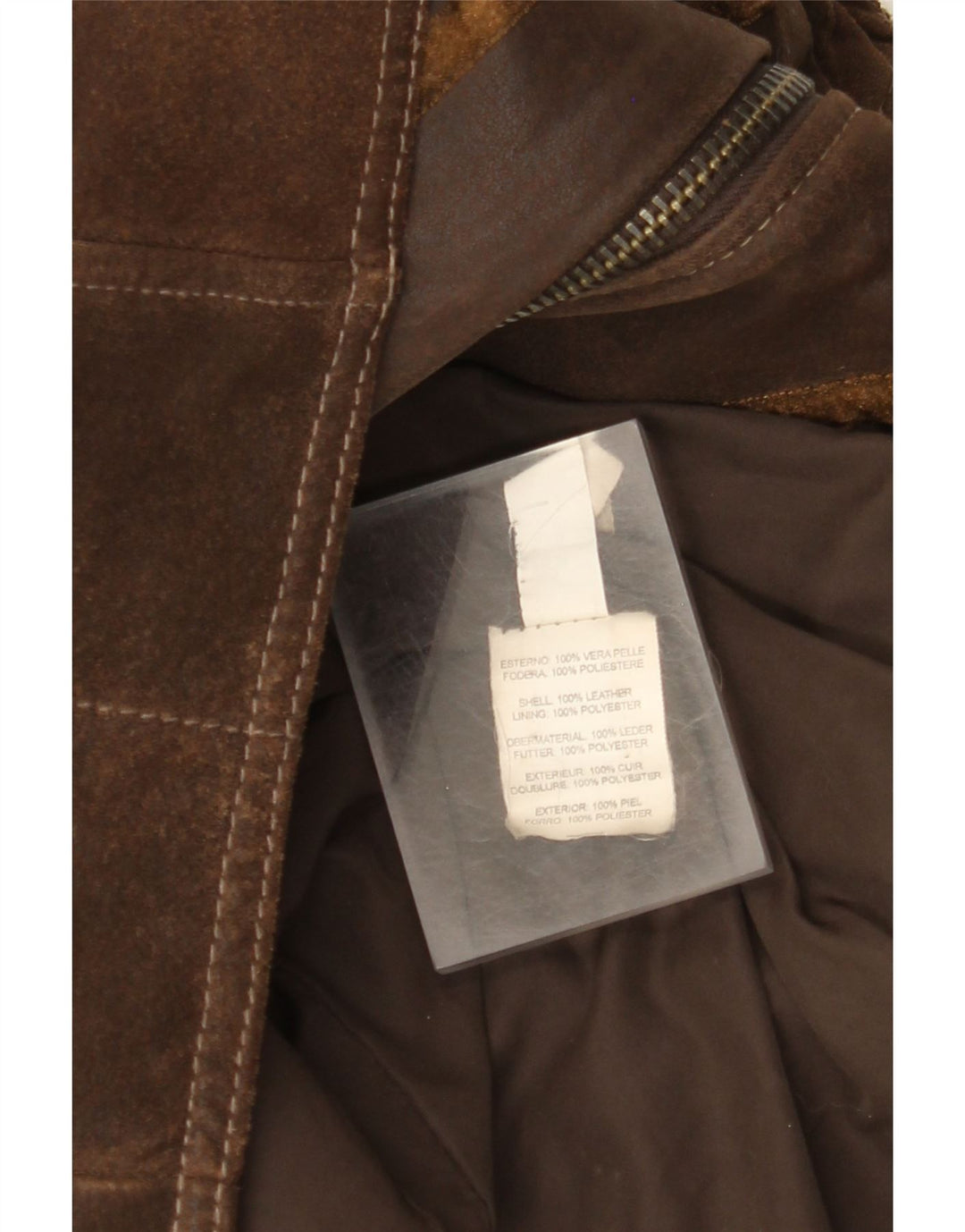 Jaqueta de couro com capuz feminino vintage IT 48 XL couro marrom