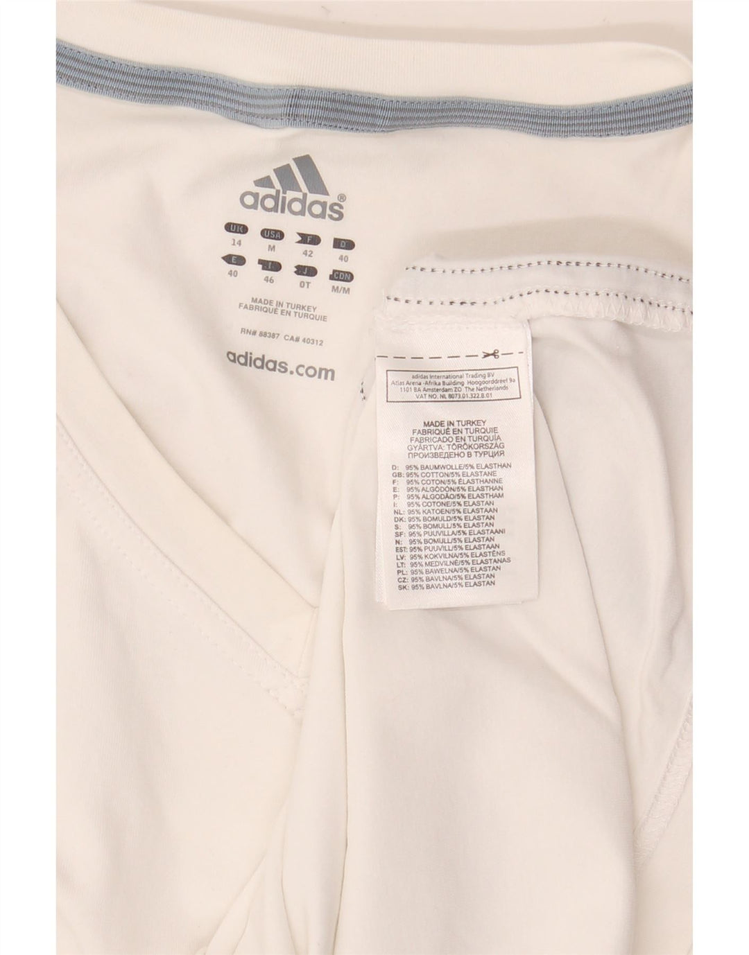 Adidas Womens Vest Top UK 14 Médio Algodão Branco