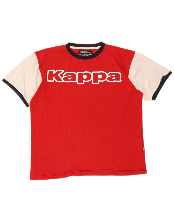 Camiseta gráfica masculina Kappa Top médio vermelho algodão colorblock