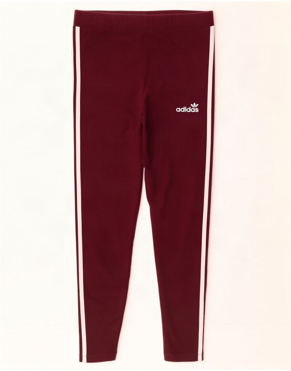 Leggings Adidas Femininas UK 16 Grande Algodão Borgonha