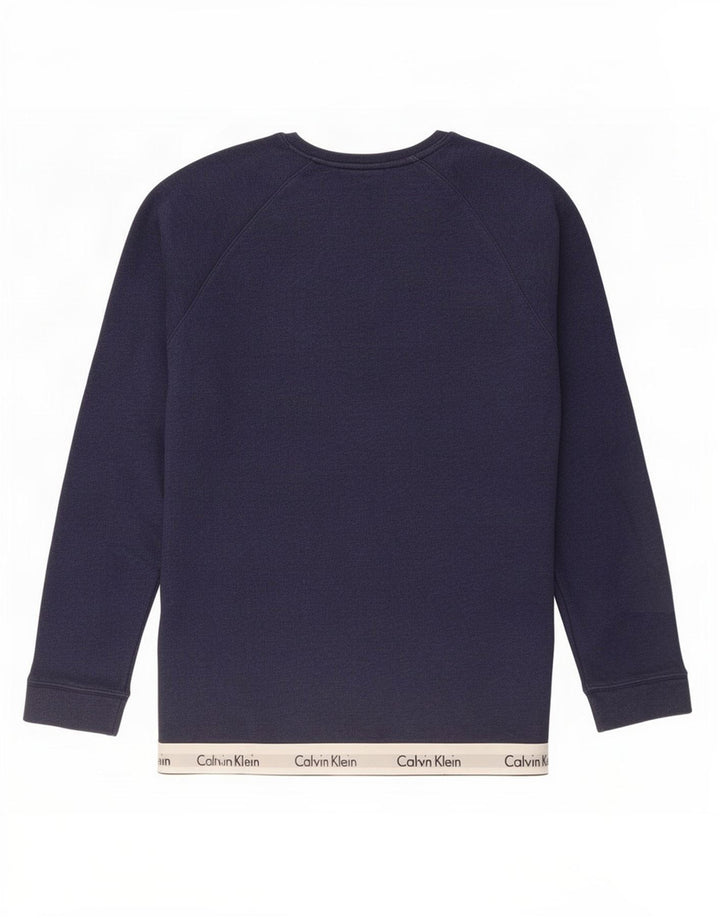 Calvin Klein moletom gráfico masculino jumper médio azul marinho colorblock