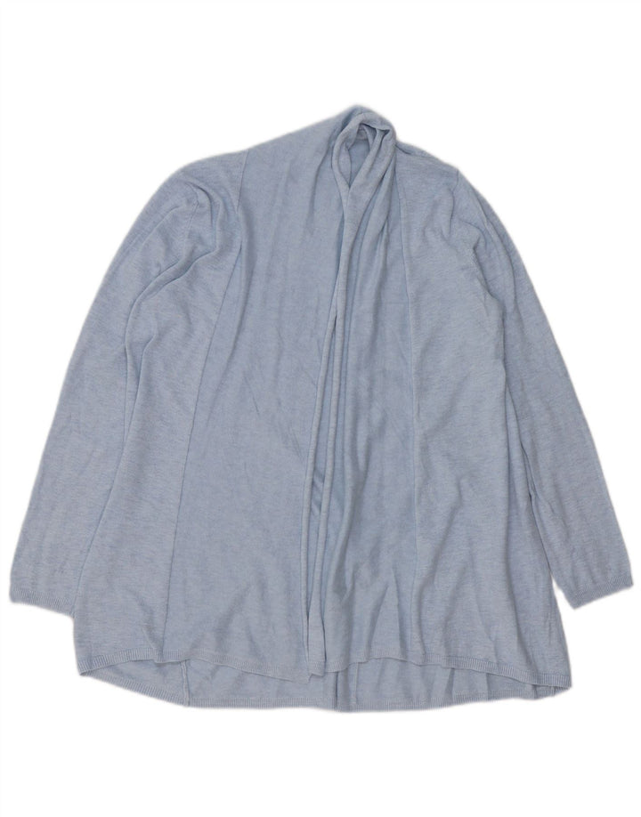 Suéter cardigã aberto Zara Longline feminino Reino Unido 16 grande azul