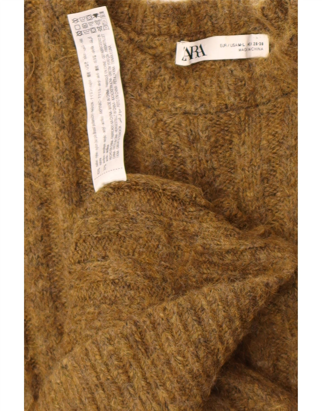 ZARA Vestido feminino oversized, Reino Unido 14, médio, cáqui, nylon