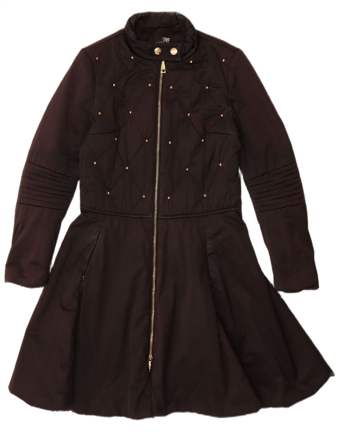 Sobretudo feminino Moschino UK 8 pequeno poliéster preto