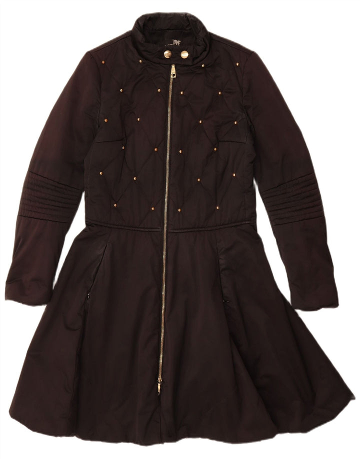 Sobretudo feminino Moschino UK 8 pequeno poliéster preto