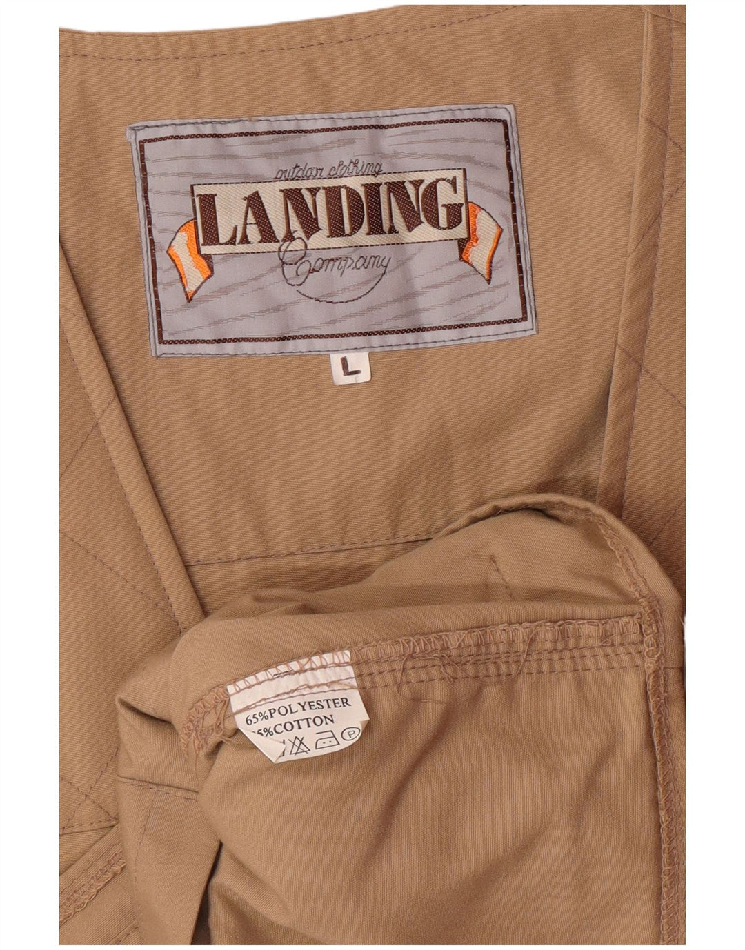 Colete utilitário masculino VINTAGE UK 40 grande poliéster bege