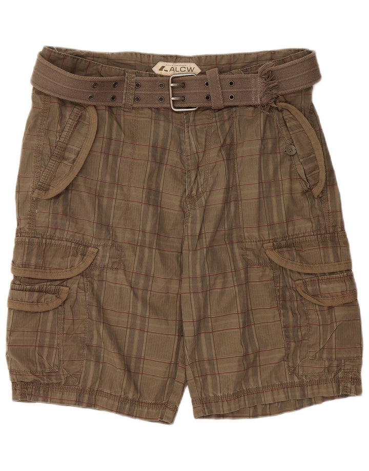 C&A Mens Cargo Shorts EU 48 Médio W34 Cáqui Xadrez Algodão