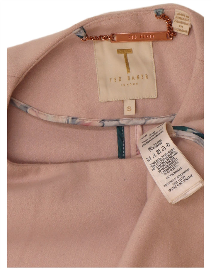 Casaco feminino grande Ted Baker Reino Unido 10 lã rosa pequena