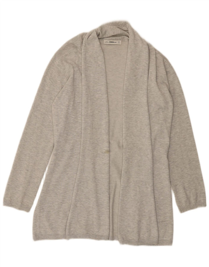 Zara Suéter Cardigan Aberto Feminino Reino Unido 12 Viscose Cinza Médio
