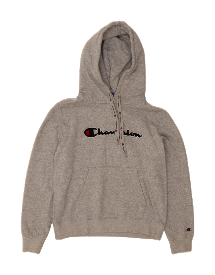 CHAMPION Womens Graphic Hoodie Jumper UK 14 Medium Grey Cotton Vintage Champion and Second-Hand Champion from Messina Hembry 
