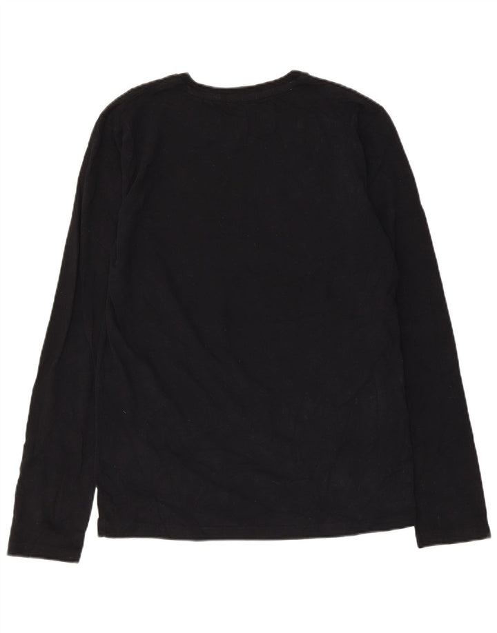 Superdry Mens Top Manga Longa Pequeno Algodão Preto