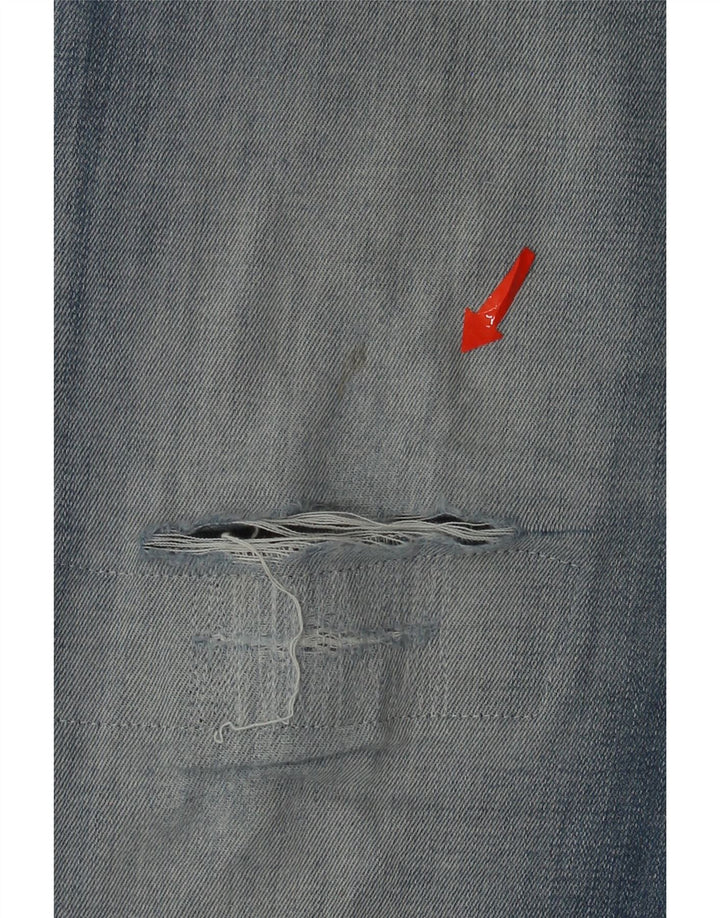 Wrangler Mens Greensboro Distressed Straight Jeans W33 L31 Azul Algodão