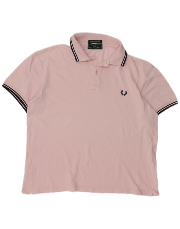 Camisa polo masculina Fred Perry grande algodão listrado rosa