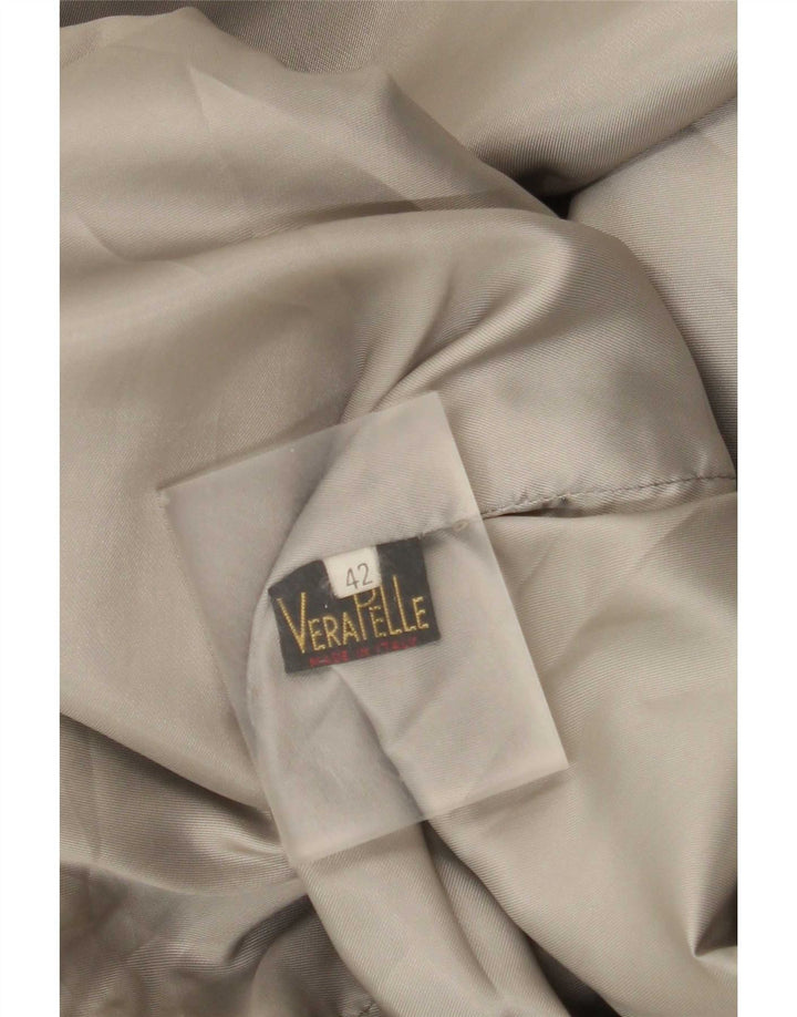 Jaqueta blazer feminina vintage de couro com 2 botões IT 42 cinza médio