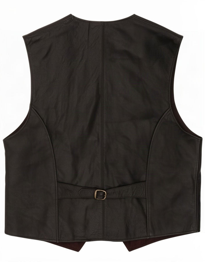 Colete de couro masculino vintage IT 52 grande preto