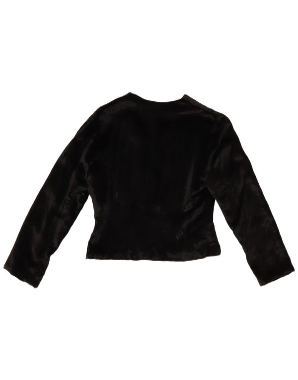 Jaqueta Bolero de Veludo Feminina Vintage UK 10 Pequena Preta