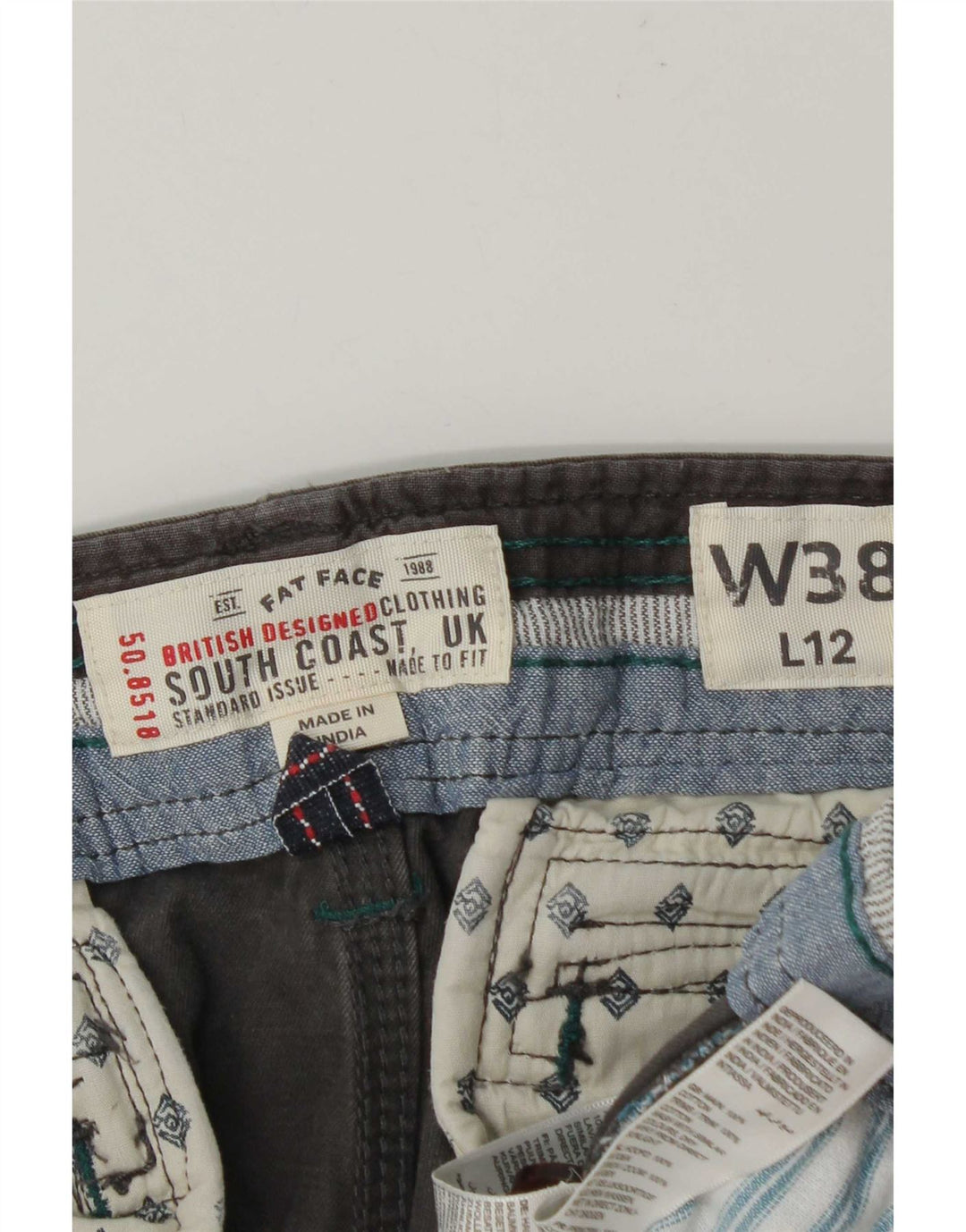 Shorts cargo masculino Fat Face W38 XL algodão cinza