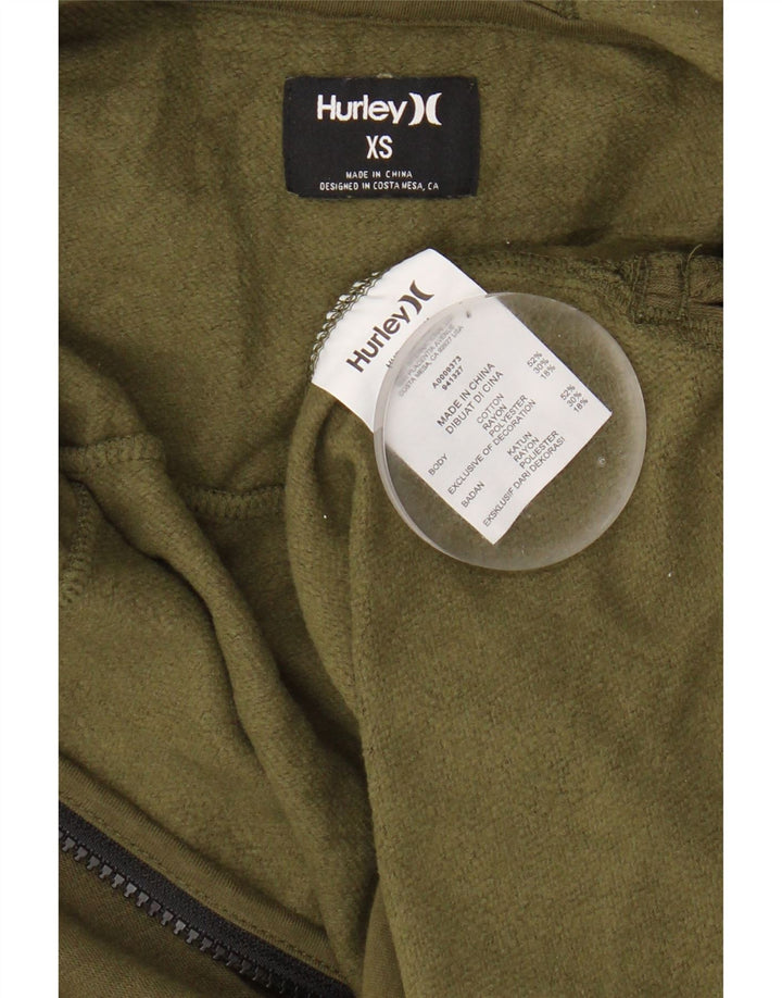 HURLEY Mens Zip Hoodie Sweater XS Khaki Cotton Vintage Hurley and Second-Hand Hurley from Messina Hembry 