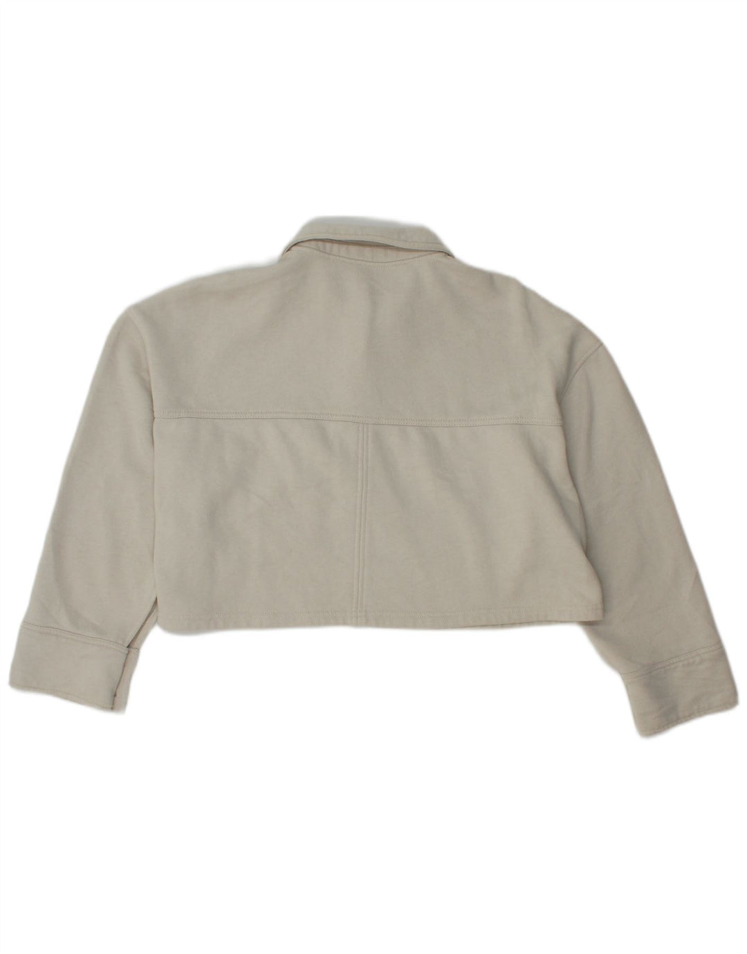 Moletom feminino Zara com gola polo e gola alta, Reino Unido 16, grande, branco, poliéster