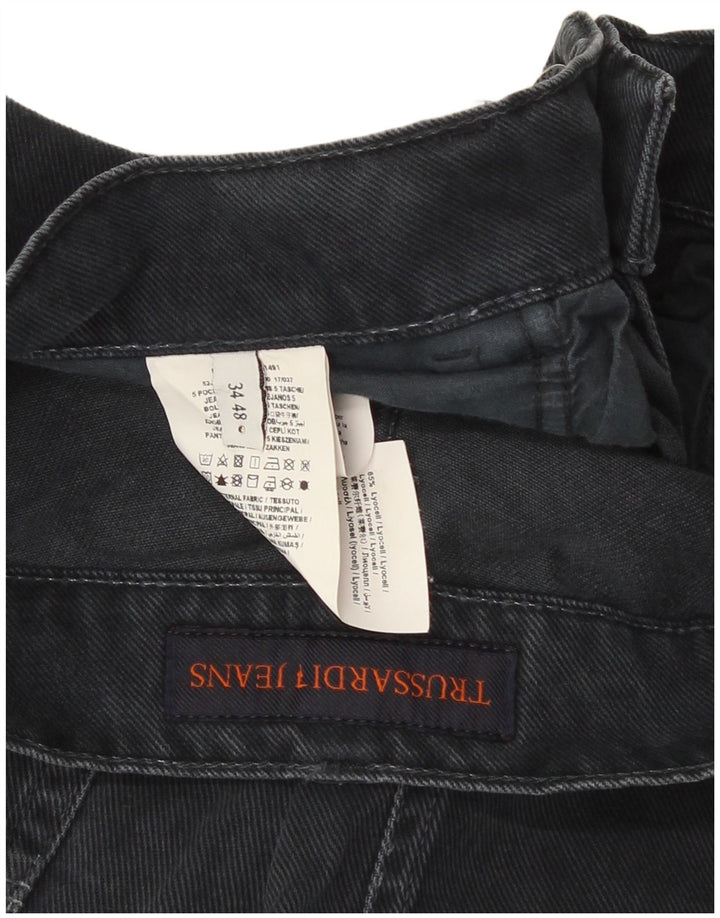 Trussardi Mens Straight Jeans IT 48 Médio W34 L30 Algodão Preto
