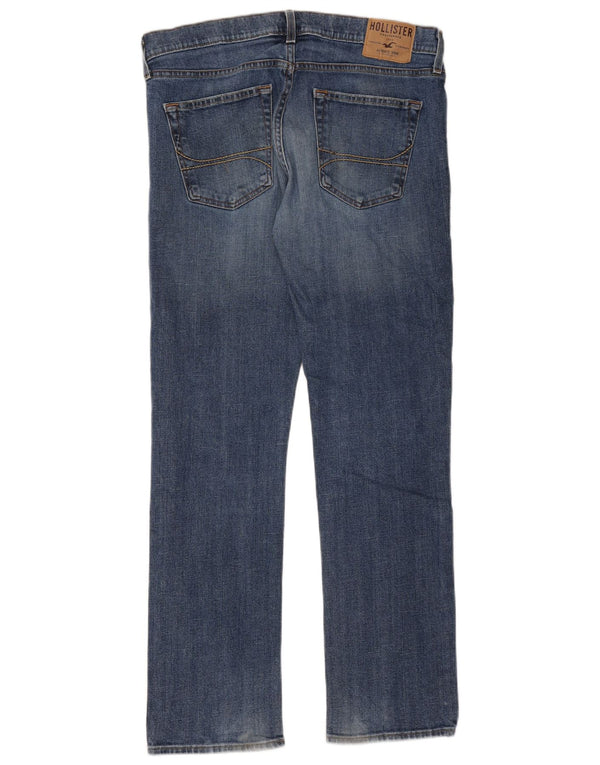 Hollister Mens Slim Straight Jeans W34 L32 Azul Algodão