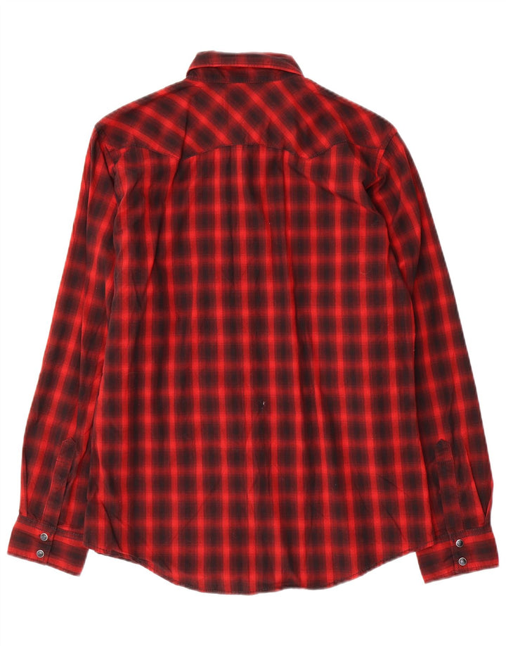 Camisa masculina WRANGLER 14-15 anos XL algodão xadrez vermelho