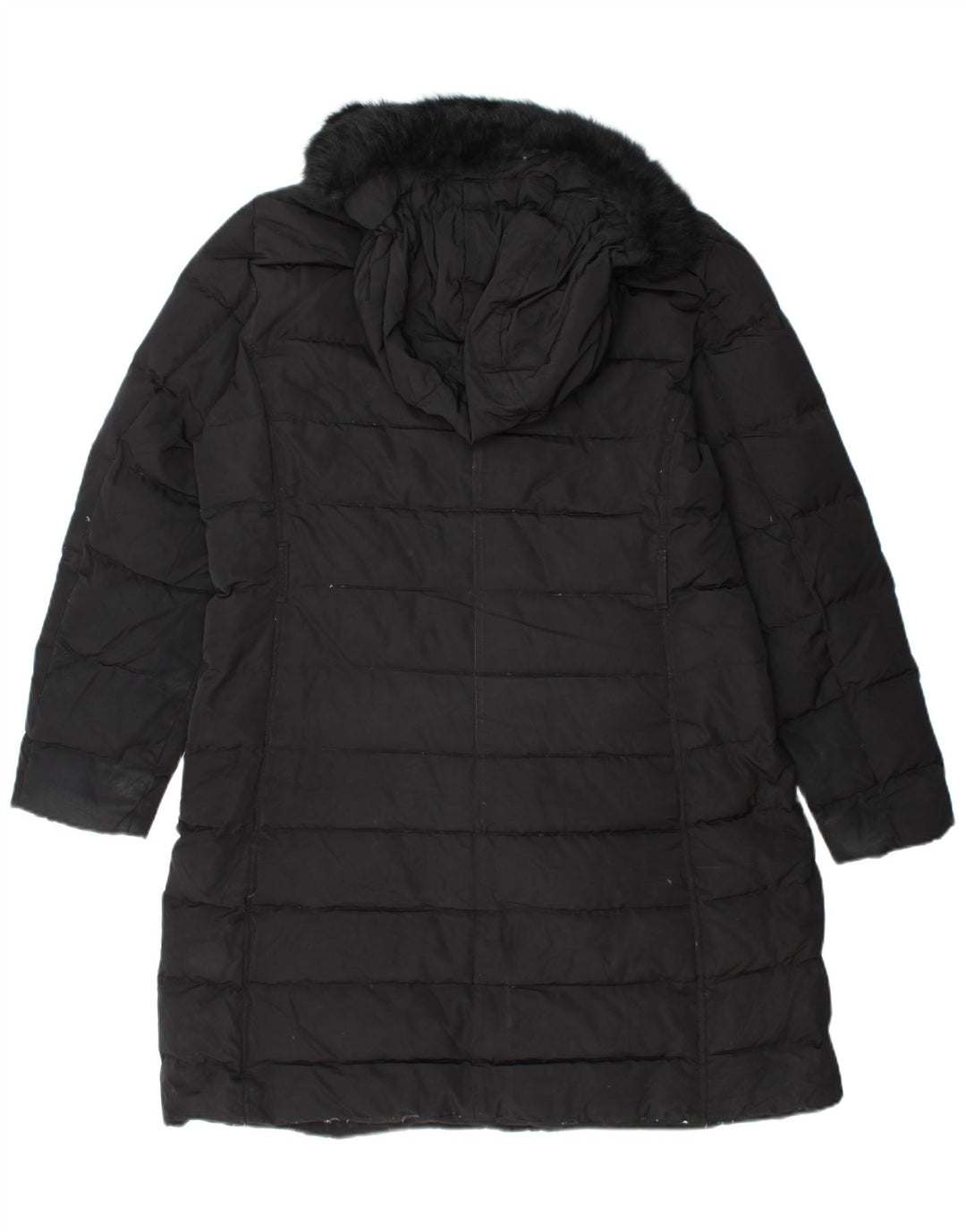 Casaco acolchoado com capuz feminino MASSIMO DUTTI UK 18 XL preto poliéster