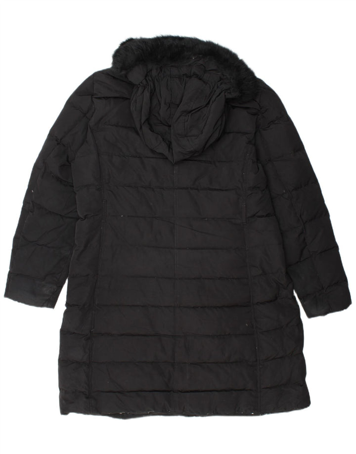Casaco acolchoado com capuz feminino MASSIMO DUTTI UK 18 XL preto poliéster
