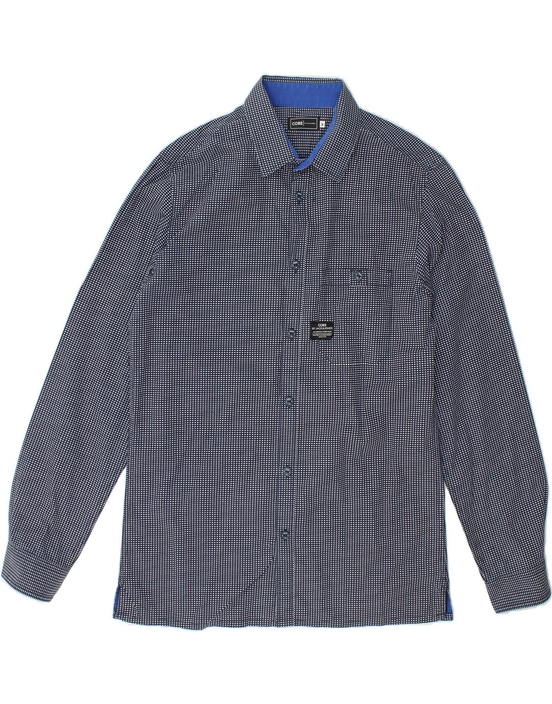 JACK & JONES Mens Shirt Medium Navy Blue Geometric Cotton Vintage Jack & Jones and Second-Hand Jack & Jones from Messina Hembry 