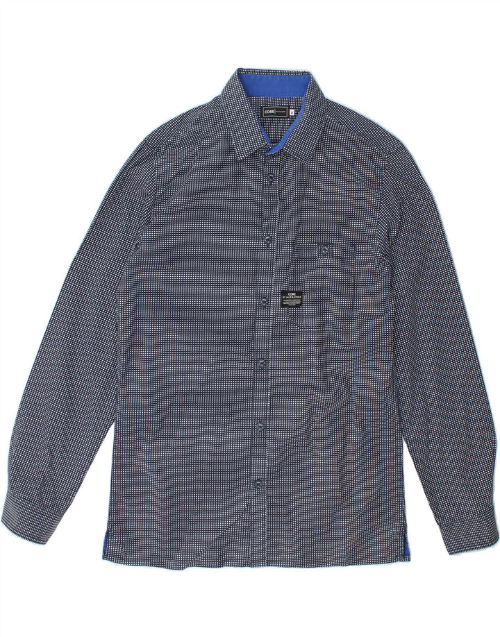 JACK & JONES Mens Shirt Medium Navy Blue Geometric Cotton Vintage Jack & Jones and Second-Hand Jack & Jones from Messina Hembry 