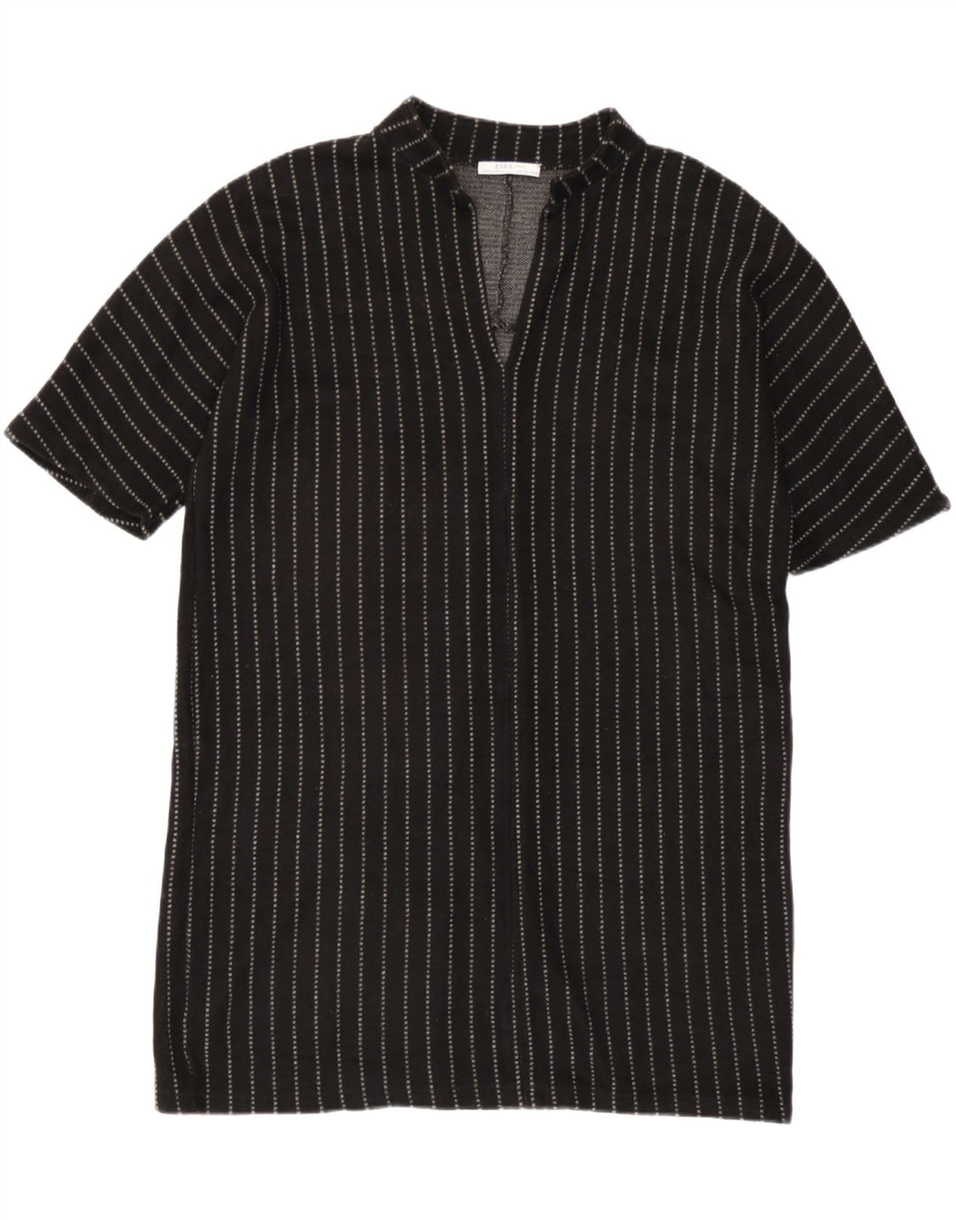 Vestido feminino Zara Oversized Shift UK 14 acrílico listrado preto médio