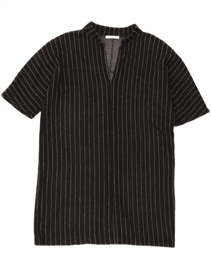 Vestido feminino Zara Oversized Shift UK 14 acrílico listrado preto médio