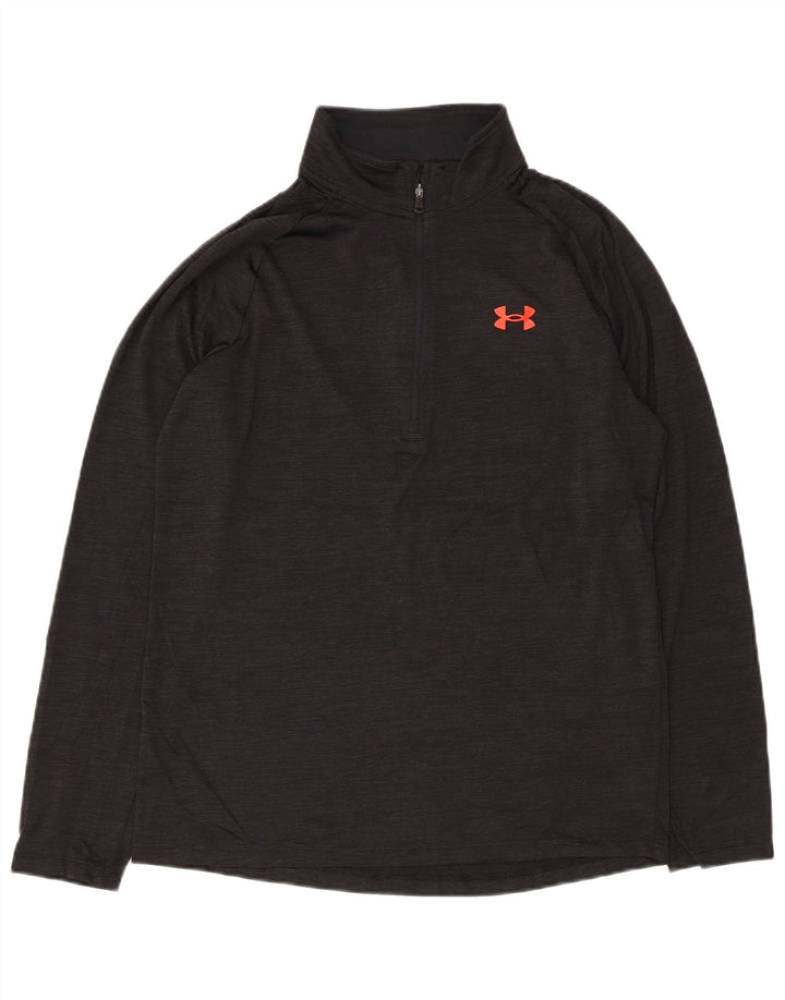 Under Armour Mens Zip Neck Pulôver Treino Top Pequeno Preto
