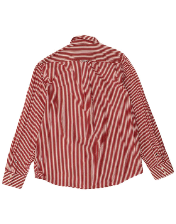 Crew Clothing Mens Camisa de ajuste clássico 2XL algodão listrado vermelho