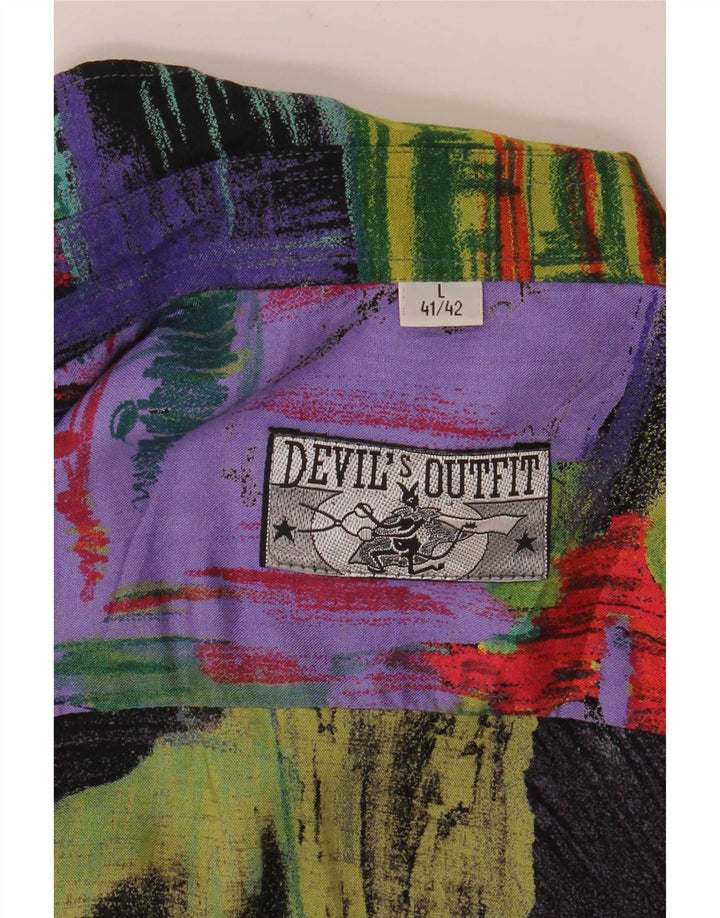 Camisa vintage masculina abstrata padrão tamanho 41/42 grande multicolorida