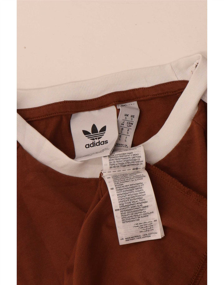 Adidas Mens T-Shirt Top Pequeno Algodão Marrom