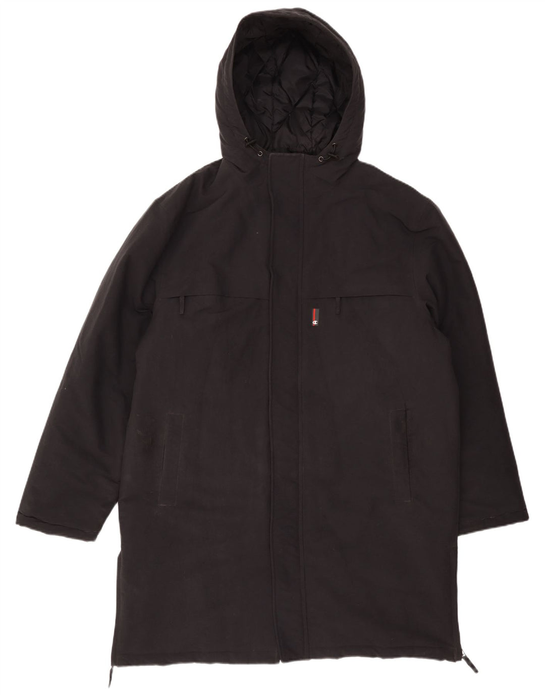 Casaco masculino acolchoado com capuz Champion UK 40 grande poliamida preta