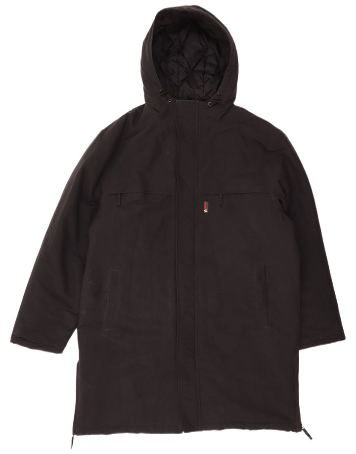 Casaco masculino acolchoado com capuz Champion UK 40 grande poliamida preta