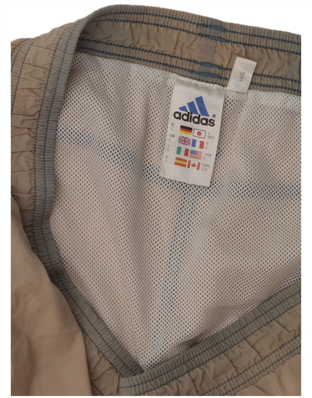ADIDAS Mens Graphic Sport Shorts Grande Bege Colourblock Poliéster