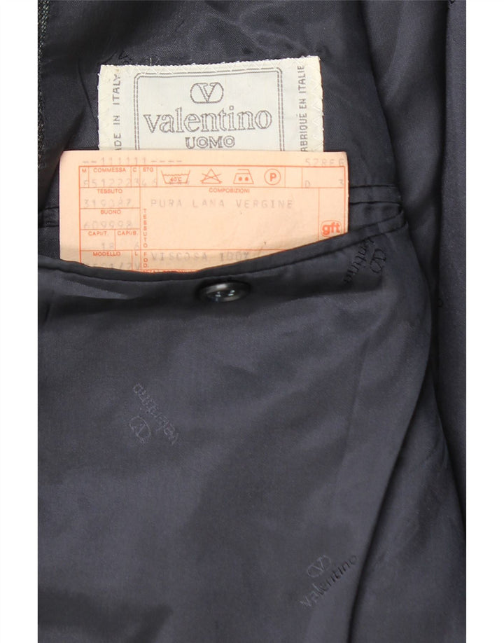 Jaqueta Blazer Masculina Valentino com 2 Botões IT 46 Pequena Listrada Azul Marinho